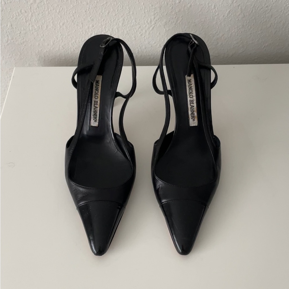Manolo Blahnik Slingback Leather Heels